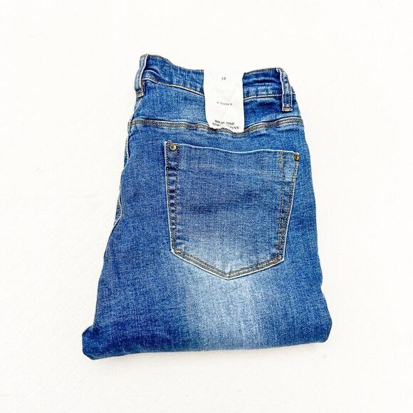 A Loves A High Rise Ankle Skinny Dark Wash Denim Jeans Raw Hem Size 31 NWT - Picture 1 of 10